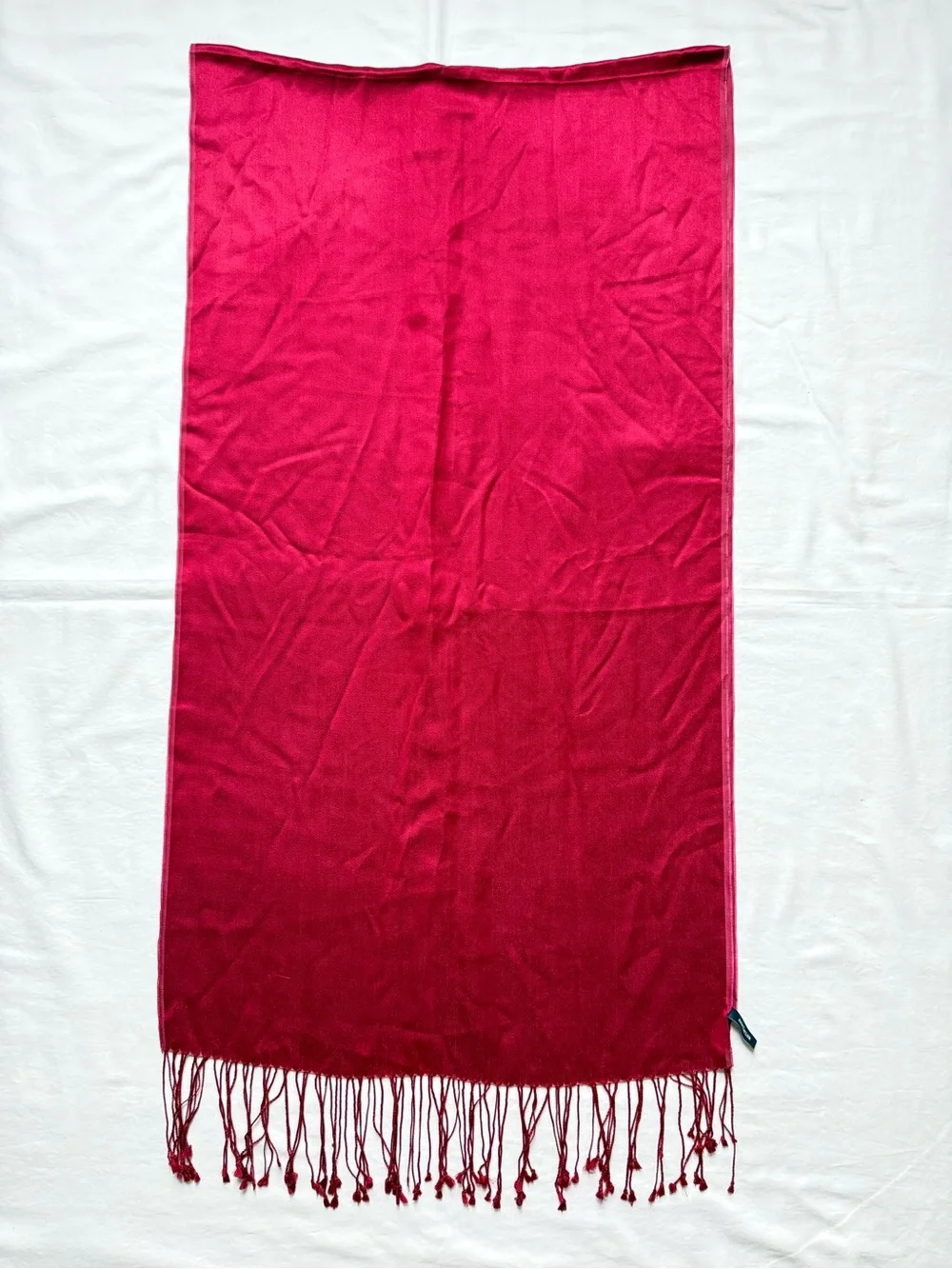Ann Taylor 100% Silk Fringe Scarf - Berry